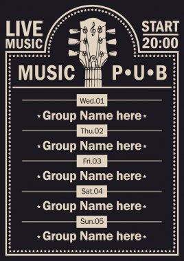 Poster için bira pub gitar ile canlı müzik eşliğinde