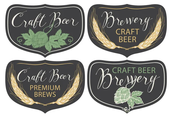 Set de etiquetas para cerveza y cervecería en estilo retro — Vector de stock