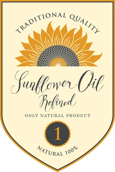 Etykieta dla rafinowany olej słonecznikowy z napisem — Wektor stockowy