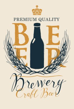 Şişe ve buğday kulakları ile zanaat bira için Banner