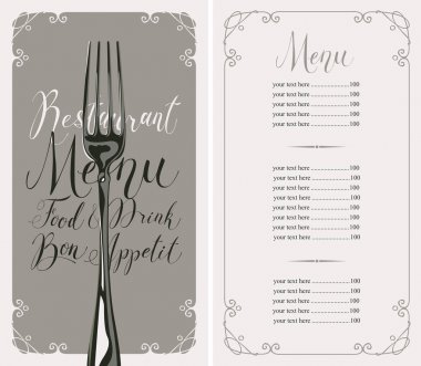 fiyat listesi ve gerçekçi çatal ile Restoran Menü