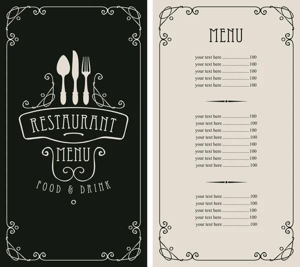 Menu pour restaurant avec liste de prix et vaisselle — Image vectorielle