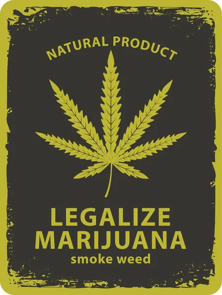 Banner für die Legalisierung von Marihuana mit Cannabisblatt — Stockvektor