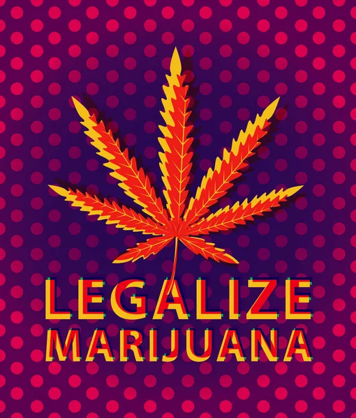 Banner per legalizzare la marijuana con foglie di cannabis — Vettoriale Stock