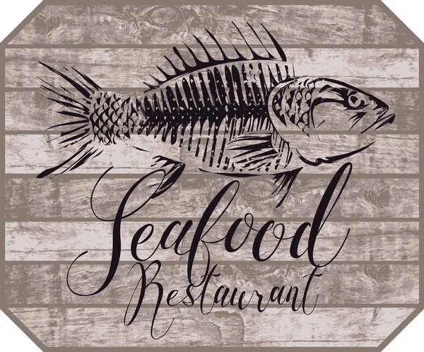 Banner för fiskrestaurang med bild av fisk — Stock vektor