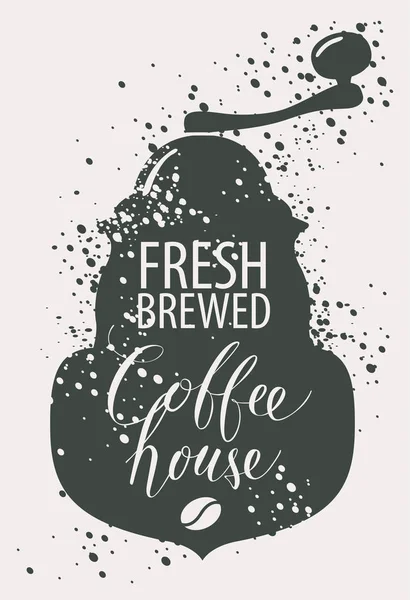 Banner para casa de café com moedor de café — Vetor de Stock