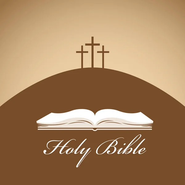 Bibbia vettoriale con croce — Vettoriale Stock