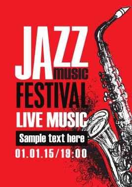 Poster for jazz festival live music with saxophone clipart