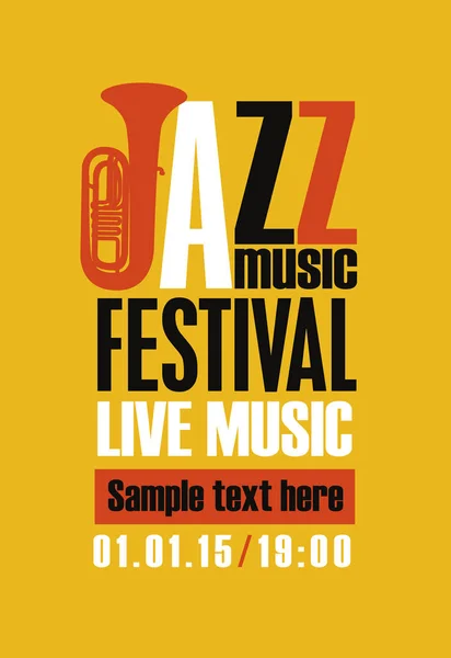 Cartaz para música ao vivo festival de jazz com saxofone — Vetor de Stock