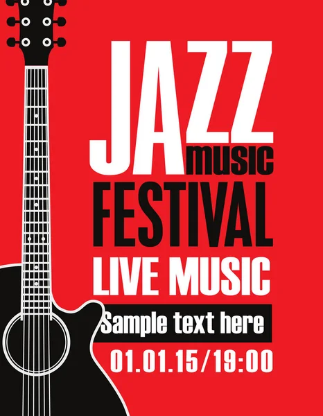 Banner per festival musica jazz con chitarra — Vettoriale Stock