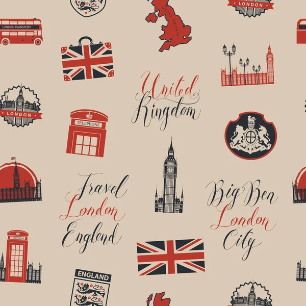 Бесшовный фон на тему Великобритании и Лондона — стоковый вектор