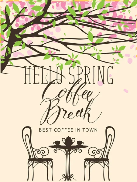 最好的春天横幅在镇咖啡 — 图库矢量图片