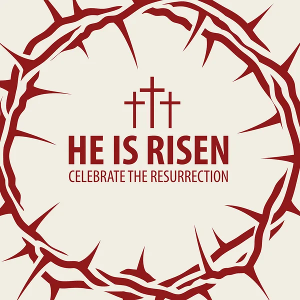 Bannière de Pâques avec couronne d'épines et inscription — Image vectorielle
