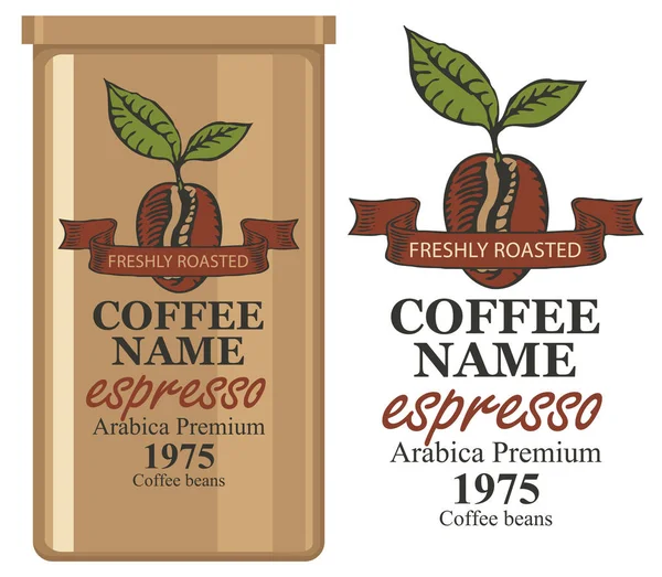 Eine Blechdose mit Etikett für Kaffeebohnen — Stockvektor