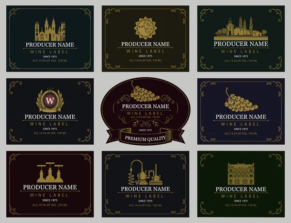 Set of vector labels for wine in retro style — Stock Vector