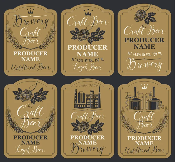 Set of labels for beer and brewery in retro style — Stock Vector