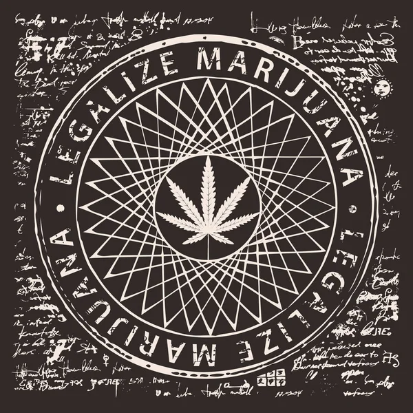 Banner per legalizzare la marijuana con foglie di cannabis — Vettoriale Stock