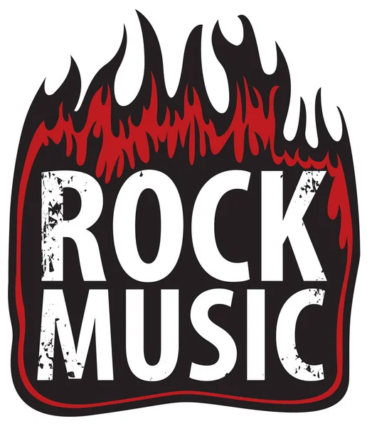 Die Inschrift Rockmusik im Feuer — Stockvektor