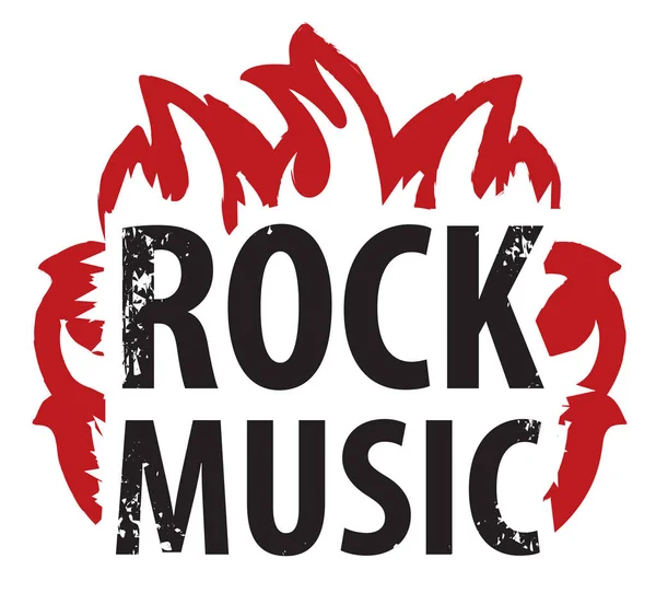 The inscription Rock music in the fire — Stock Vector