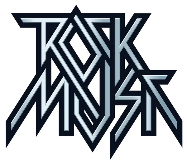 Rock müzik - vektör metal logo, amblem, etiket — Stok Vektör