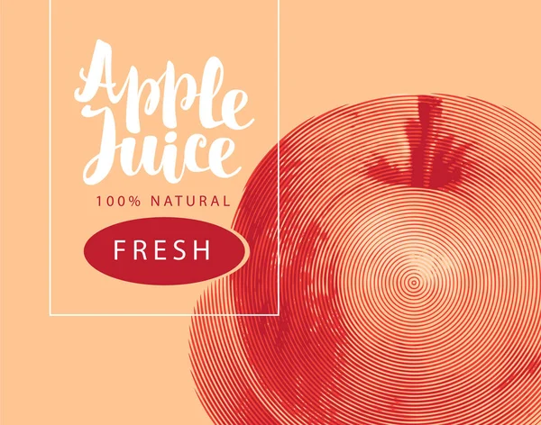 Banner för äppeljuice med äpple och inskriptionen — Stock vektor