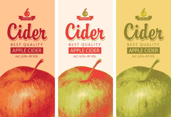 苹果和题词的矢量苹果酒标签 — 图库矢量图片