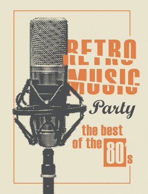 Retro müzik poster gerçekçi bir mikrofon ile