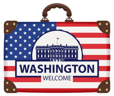 ABD ve Beyaz Saray bayrağı ile bavul seyahat