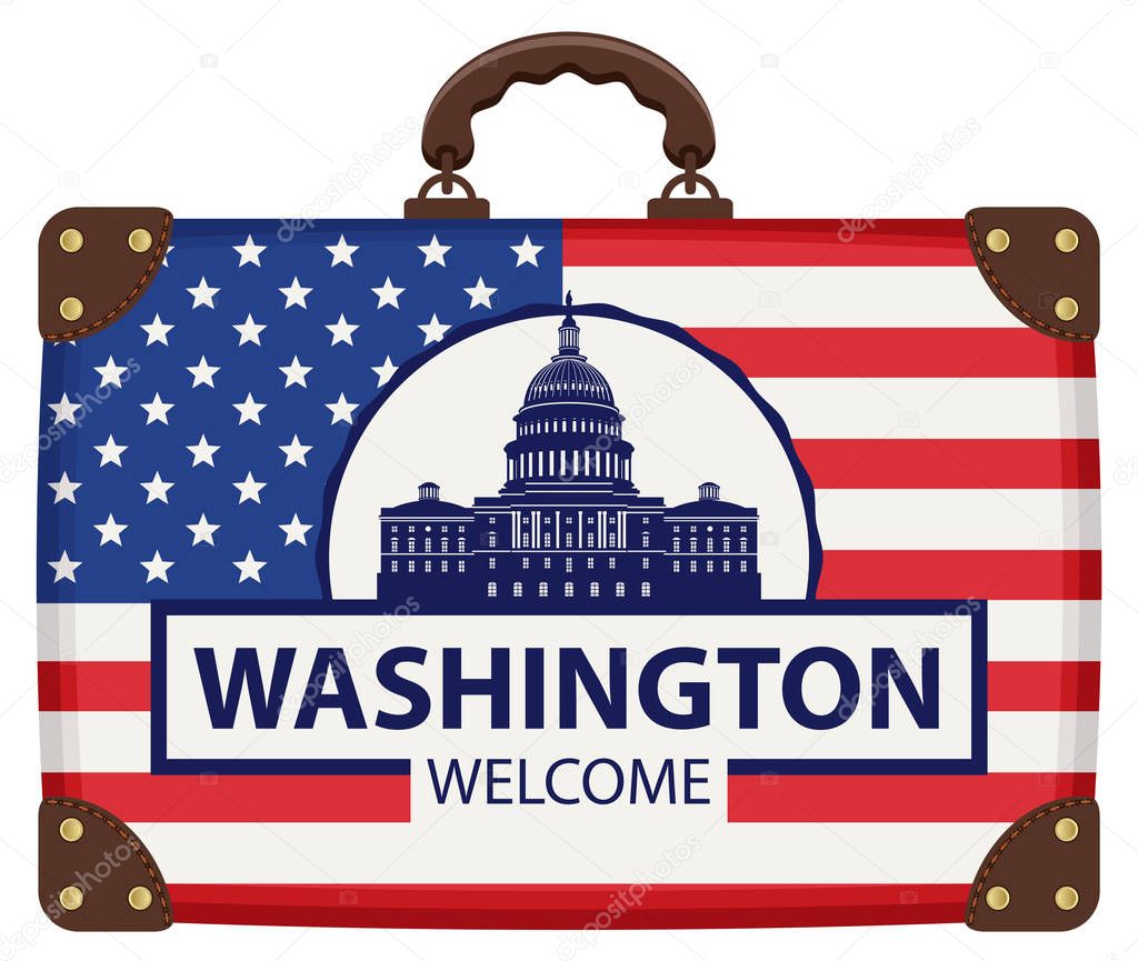 Travel bag with flag of USA and Capitol building