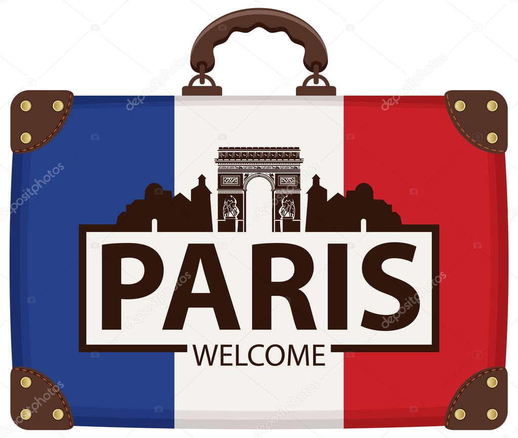 Travel bag with french flag and Triumphal Arch