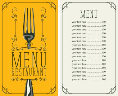 fiyat listesi ve gerçekçi çatal ile Restoran Menü