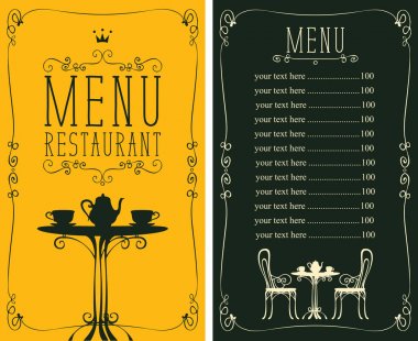 Fiyat, servis masa ve sandalyeler görüntü menüsü