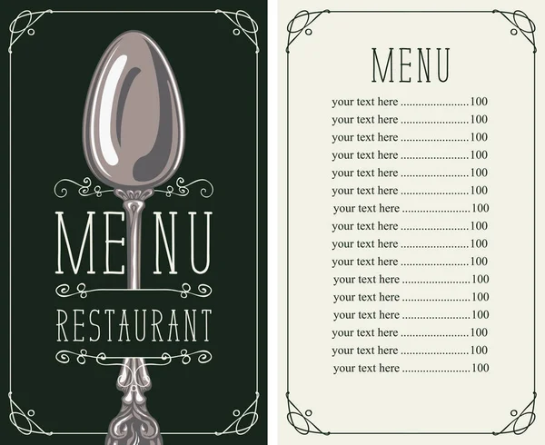 Fiyat listesi ve kaşık ile Restoran Menü — Stok Vektör