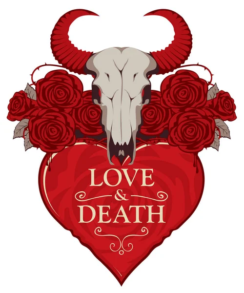 T-shirt design on the theme of love and death — Stock Vector