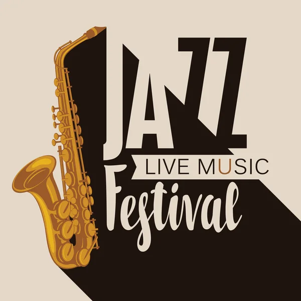 Cartaz para um festival de música jazz com um saxofone — Vetor de Stock