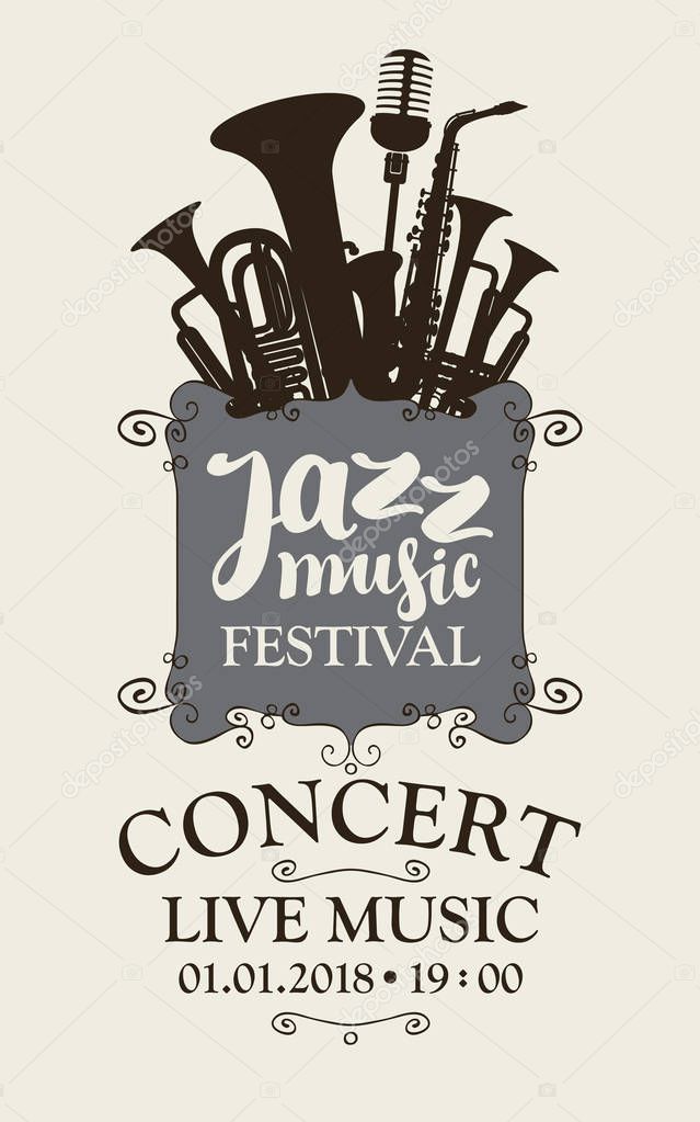 jazz music festival poster with wind instruments