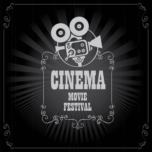 Poster for cinema movie festival with old camera — Stock Vector