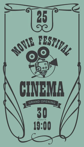 Cartel del festival de cine con cámara vieja — Archivo Imágenes Vectoriales