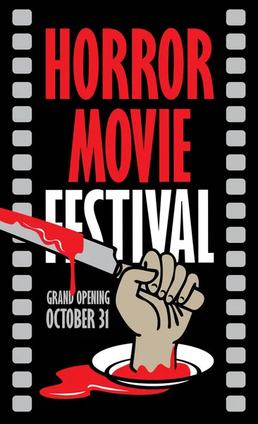 Banner för skräck film festival, skrämmande film — Stock vektor