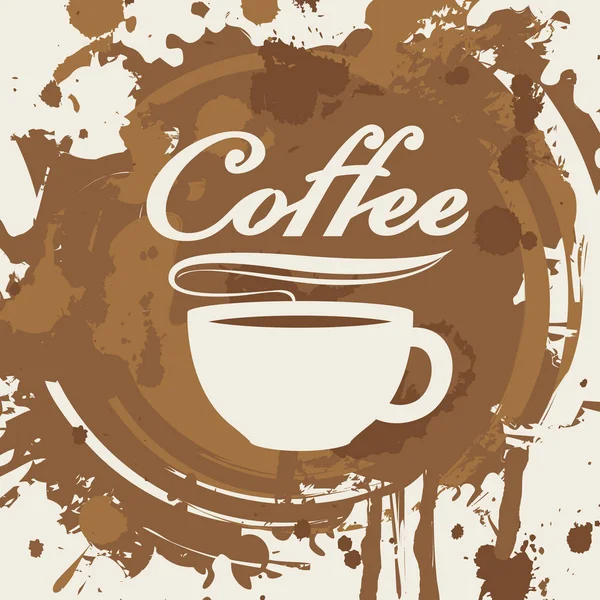 Banner com xícara de café, manchas e salpicos — Vetor de Stock