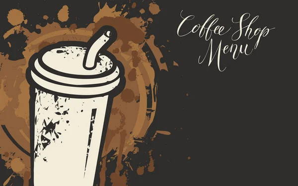 Coffee Shop Menu met beschikbare papier koffie kopje — Stockvector