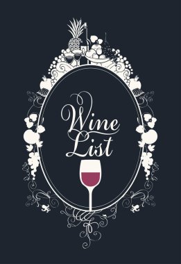 bardak şarap, meyve ve yazıt ile şarap listesi