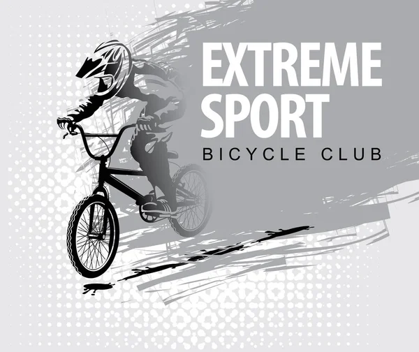 Extrémní sport slova a cyklista na kole — Stockový vektor