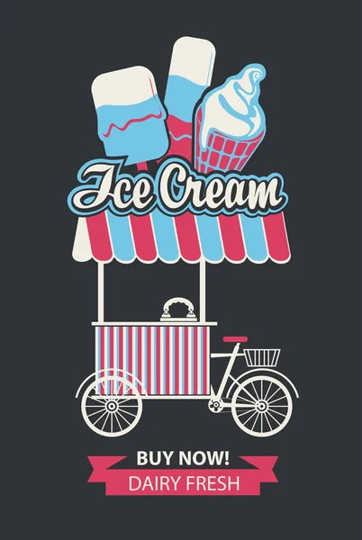 Tray on wheels for ice cream sales — Stock Vector