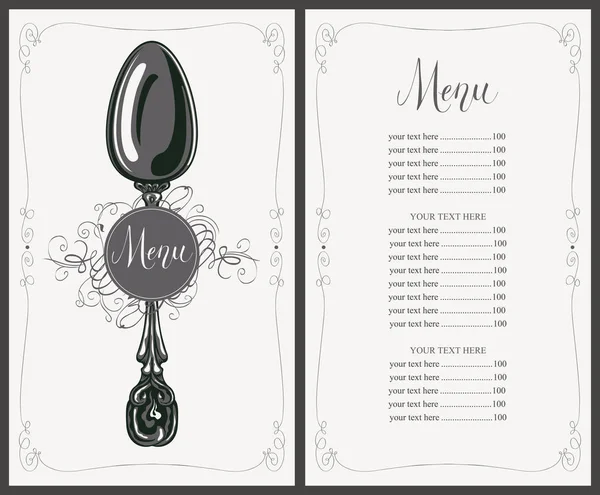 Restaurant menu met prijslijst en lepel — Stockvector