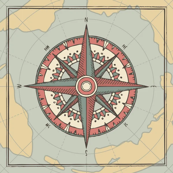 Cestovní banner s wind rose a starý kompas — Stockový vektor