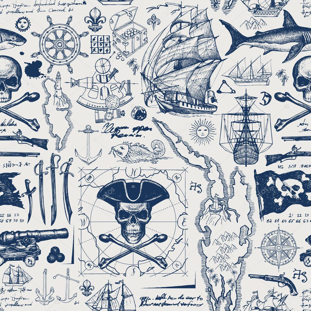 vintage seamless background on the pirate theme