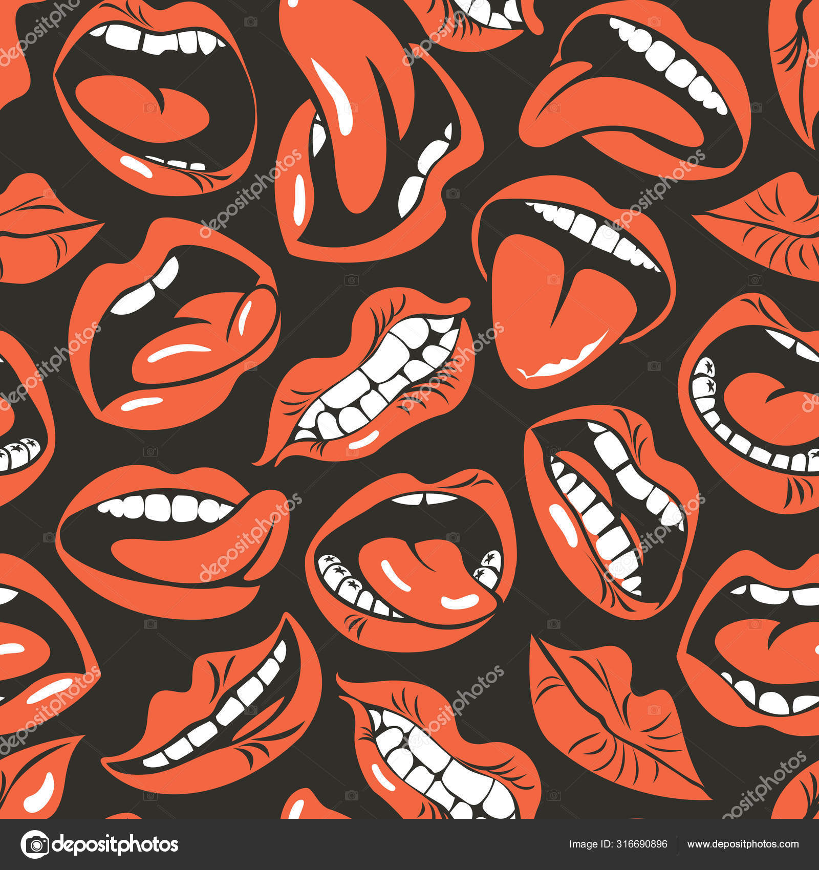 Várias opções de boca aberta com lábios, língua e dentes. bocas de desenho  animado com diferentes expressões. sorria com os dentes, a língua de fora,  surpreso. desenho animado