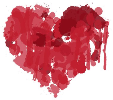 kırmızı damlalı ve benekli suluboya kalp