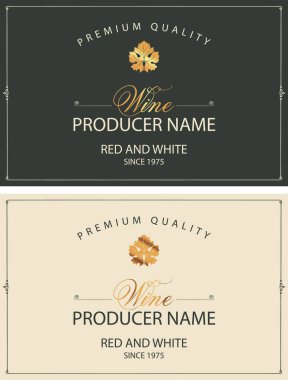 iki dizi vektör asma yaprağı ile şarap etiketleri